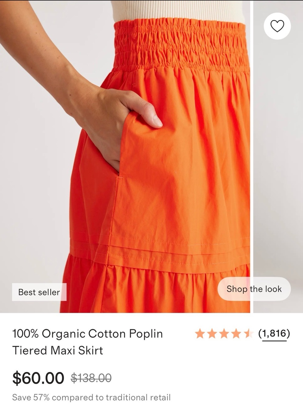 Quince Tiered Maxi Skirt in Bright Orange